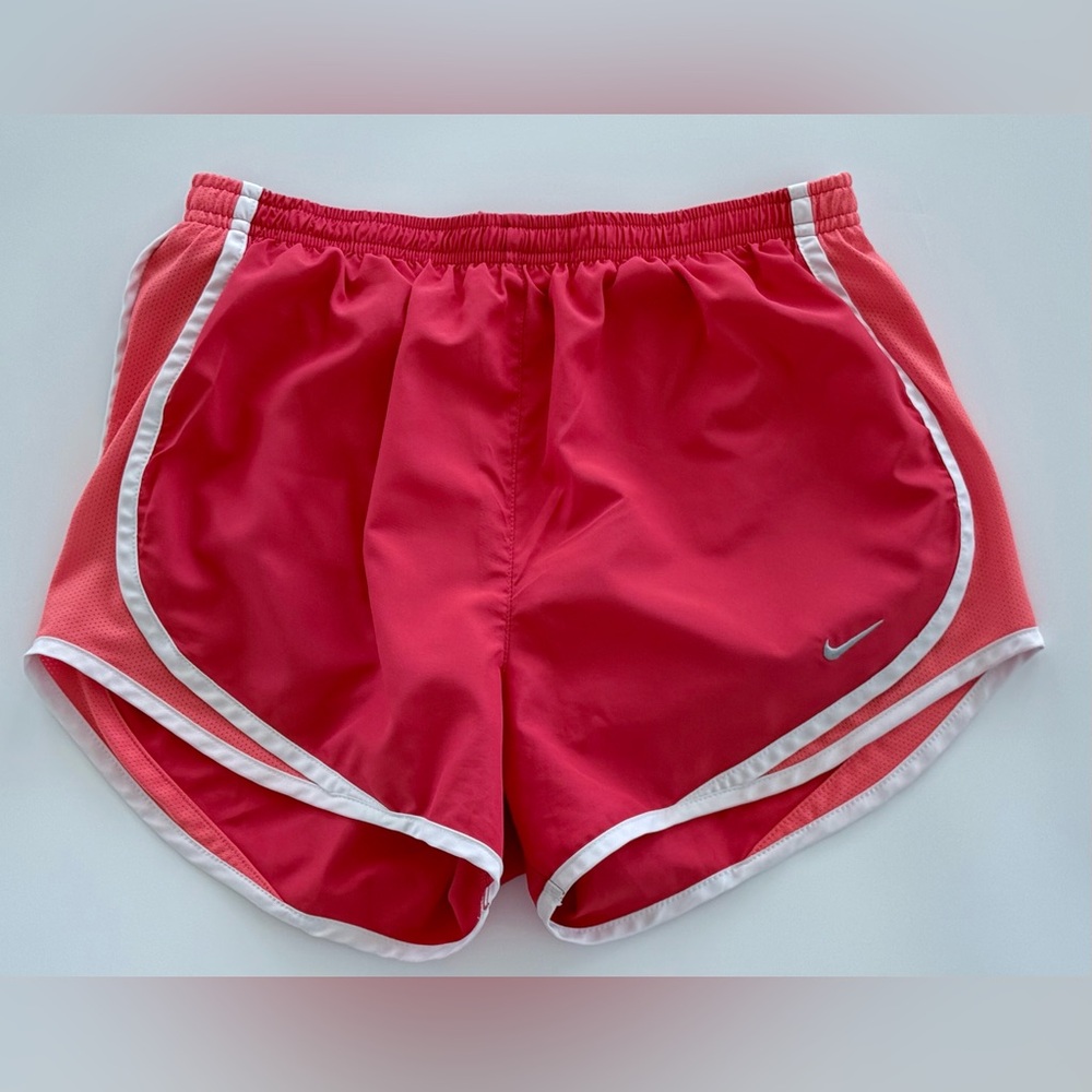 Nike Womens Dri-Fit “Tempo” Lined Draw String Running Shorts Coral White Small S